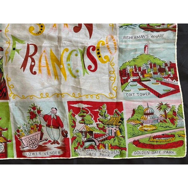 Carl Tait San Francisco Landmarks Vintage Silk Textile Panel For Sale In New York - Image 6 of 10