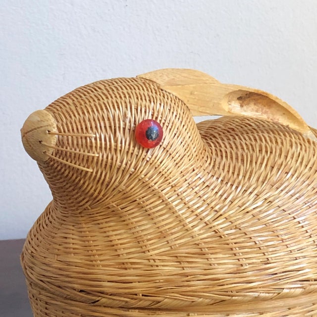 Tan 1960s Handwoven Chinese Wicker Rabbit Box For Sale - Image 8 of 12