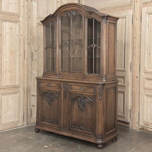 Antique Liegeois Hand-Carved Walnut Bookcase ~ China Buffet For Sale - Image 4 of 18