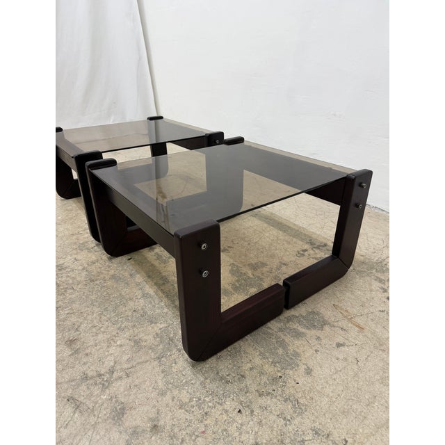 Percival Lafer Percival Lafer Mp-97 Rosewood and Smoked Glass Side Tables, 1970s - A Pair For Sale - Image 4 of 17