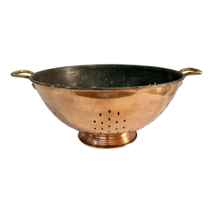Vintage 1940’s-1960’s Copper Colander by Waldow Brooklyn With Brass Handles | American Handcrafted Kitchenware