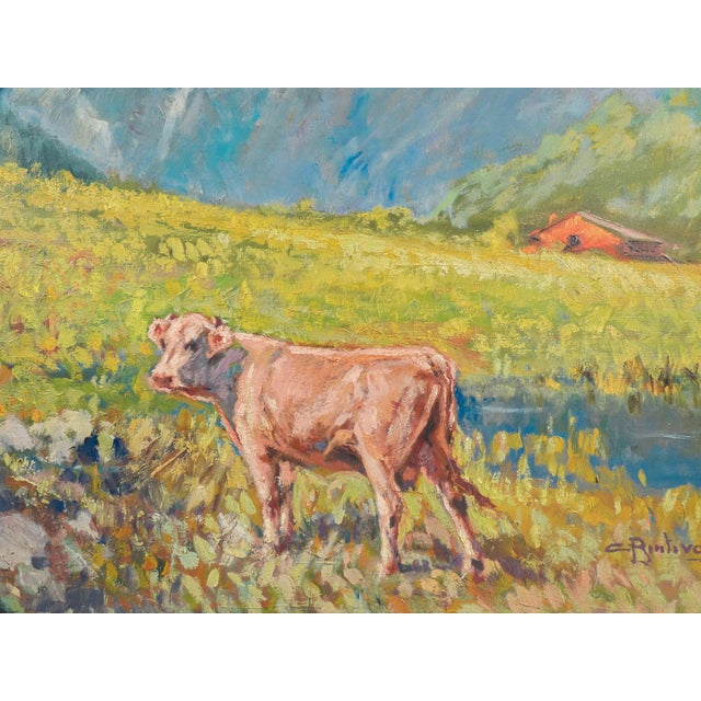 Cesare Bentivoglio, Mountain Landscape, 1920s, Oil on Canvas For Sale - Image 14 of 18