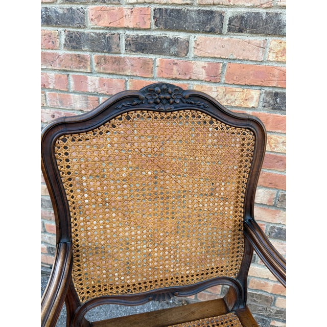 Wood Pair of Antique French Cane Arm Chairs For Sale - Image 7 of 13
