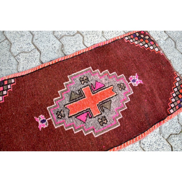 Tribal Vintage Mid Century Turkish Rug For Sale - Image 3 of 6