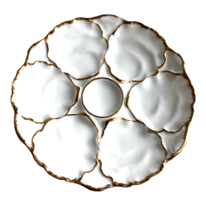 Antique Limoges Gilt Oyster Plate by C. Ahrenfeldt – France, C. 1890–1910
