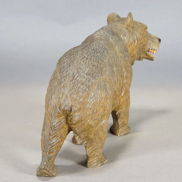 Vintage Wooden Walking Bear Handcarved in Brienz Ca. 1930s For Sale - Image 4 of 8
