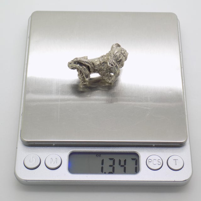Vintage Italian Handmade Genuine Silver 1950s Pekingese Dog Figurine Miniature For Sale - Image 10 of 11