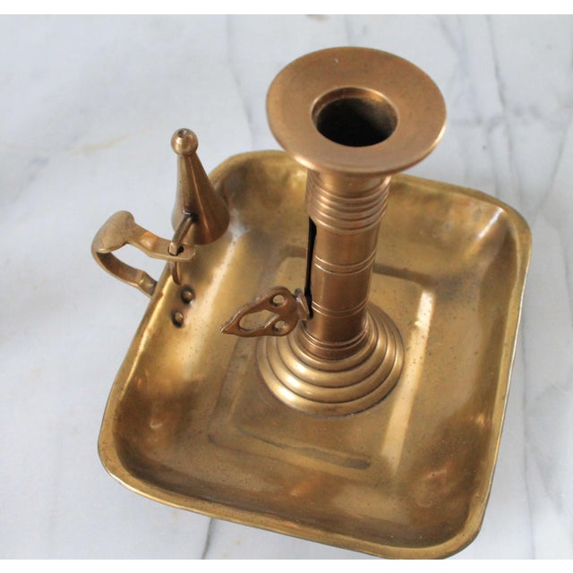 Vintage Brass Chamberstick Candle Holders W/ Snuffers - A Pair For Sale In Milwaukee - Image 6 of 9