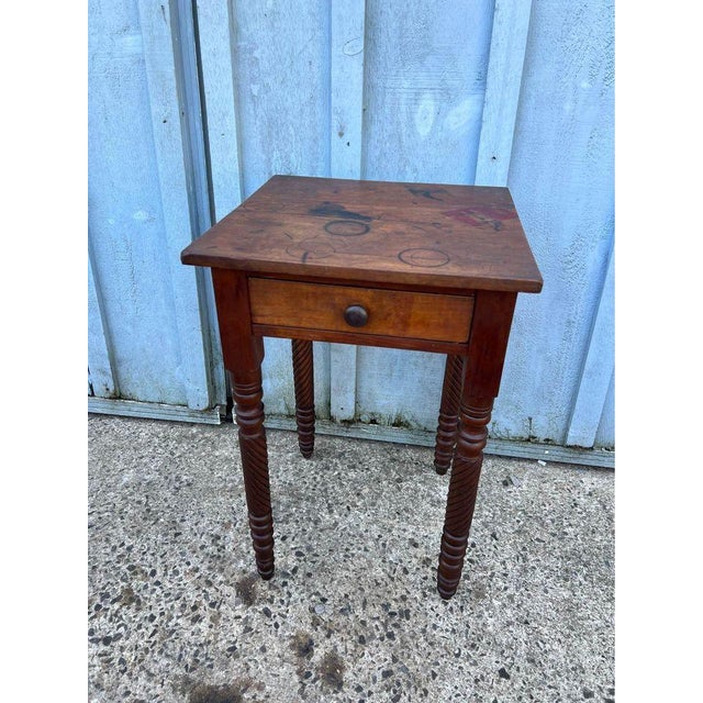 19th Century Antique American Style Solid Wood One-Drawer Work Table Side Table For Sale - Image 10 of 12