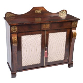19th Century Regency Brass Inlaid Chiffonier Cabinet For Sale