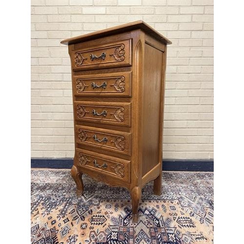 Vintage French Style Chest of Drawes in Carved Oak For Sale - Image 6 of 6