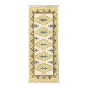 Signed Gk Vintage Swedish Rollakan Rug - 03'04 X 08'04