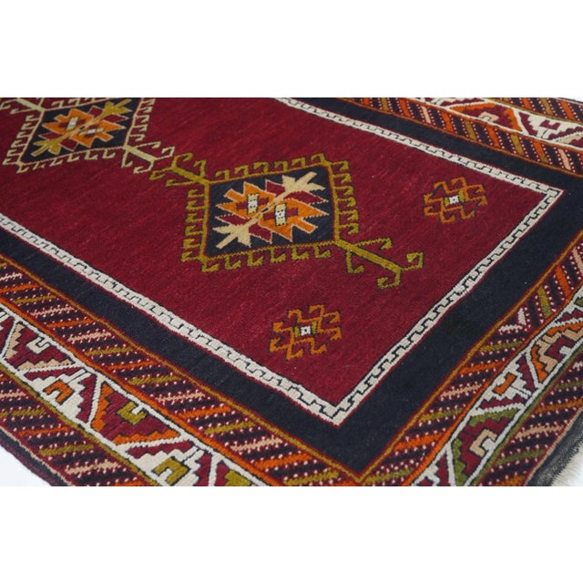 Red Fine Antique Turkish Tribal Wool Rug 3'3'' X 6'3'' For Sale - Image 8 of 9