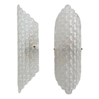 Clear Murano Glass Wall Sconces with Textured Relief, 2000s, Set of 2 For Sale