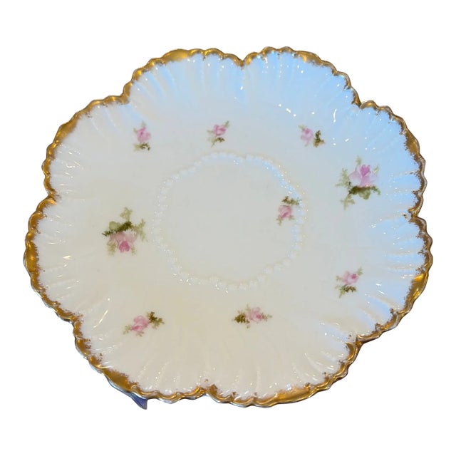 Late 19th Century Delicate Limoges Saucer. Missing the Teacup. Schleiger Pattern. For Sale