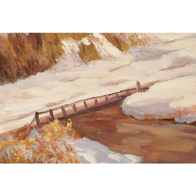 1970s 'Winter Fantasy' Landscape Original Oil Painting by Ann Yost Whitesell For Sale - Image 9 of 13