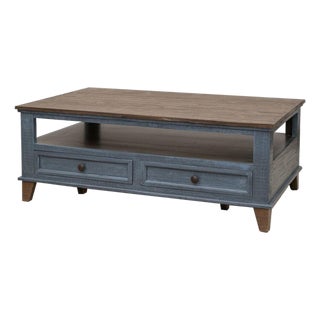 Camilla Solid Wood 4-Drawer Coffee Table - Blue For Sale