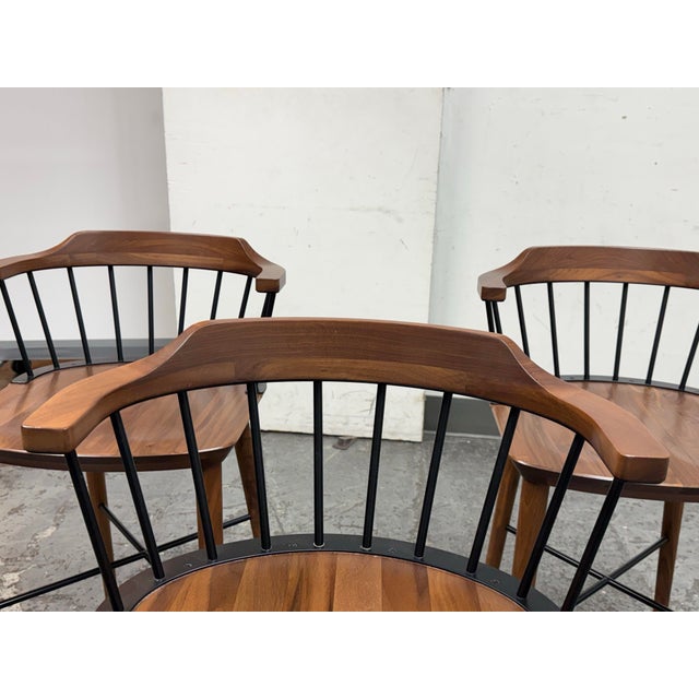 Wood Crème for Stellar Works Exchange Bar Stools, Set of Three For Sale - Image 7 of 12