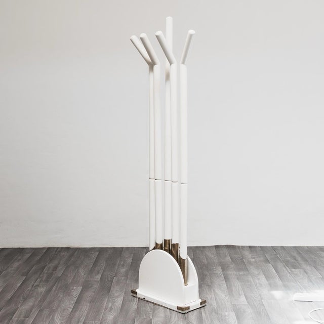Vintage Coat Stand in Wood and Brass, 1980s For Sale - Image 10 of 12