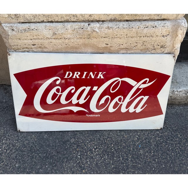 Vintage Coca-Cola Sign, 1950, in Very Good conditions. Designed 1950 to 1959