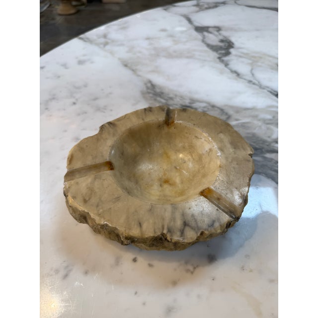 Rustic Hand-Carved Marble Ashtray With Natural Raw Edge For Sale In Los Angeles - Image 6 of 7