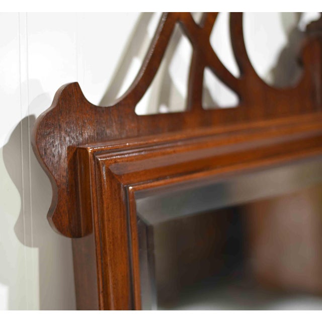 Mid 20th Century Mid Century Chippendale Beveled Glass Wall Mirror by Drexel Heritage For Sale - Image 5 of 12