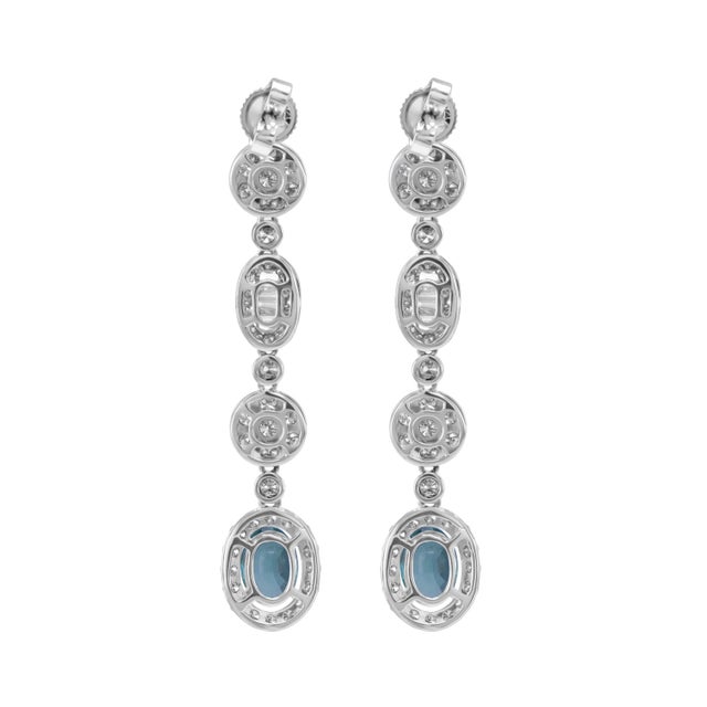 Contemporary 5.15ctt Oval Emerald & Diamond Drop Necklace 18-Karat White Gold, Pair For Sale - Image 3 of 3
