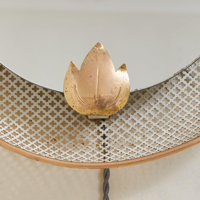 Metal French Perforated Metal Backlit Wall Mirror Attributed to Mathieu Matégot, 1950s For Sale - Image 7 of 9