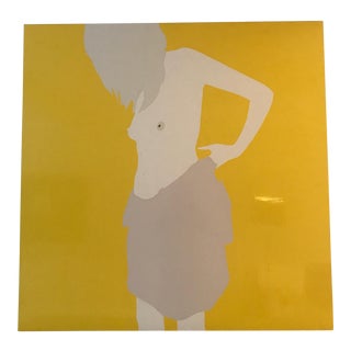 Modern Natasha Law Painting, Lilac Dress on Yellow For Sale