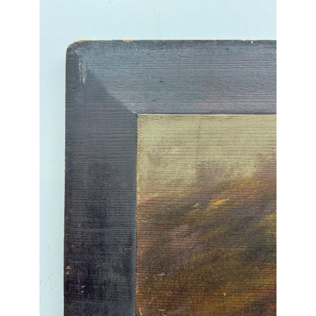 Early 20th Century Landscape Painting With Cattle on redwood board. signature indecipherable 14.25 x 36