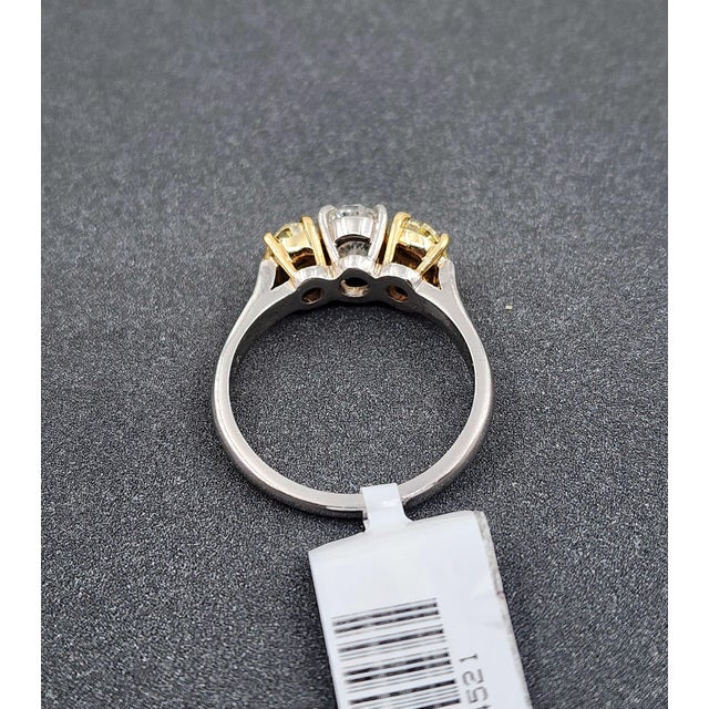 Early 21st Century 1.99 Ct Gia Certified 3-Stone White & Yellow Natural Diamond Ring Size 6.5 For Sale - Image 5 of 11