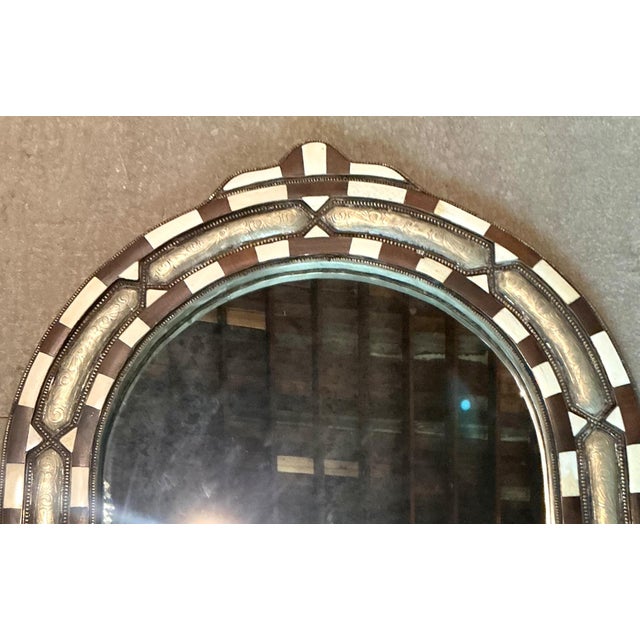 Ivory Vintage Bone Inlay Arched Wall Mirror For Sale - Image 8 of 14