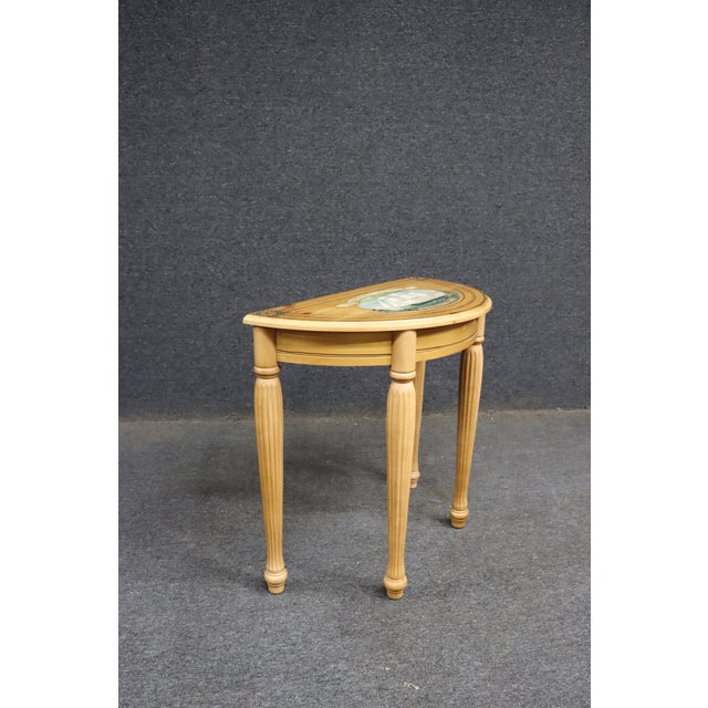 Tan Paint Decorated Pine Demi-Lune Console Table With Ship Motif For Sale - Image 8 of 12