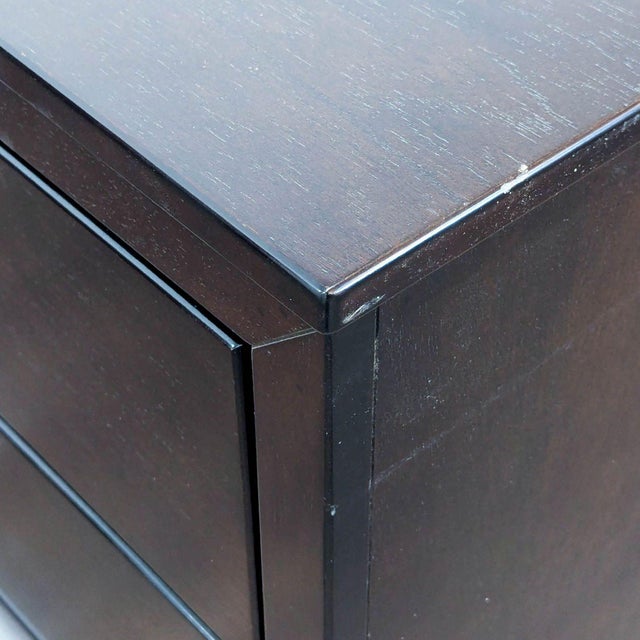 Wood Modern 6-Drawer Dark Wood Dresser With Silver Handles For Sale - Image 7 of 13