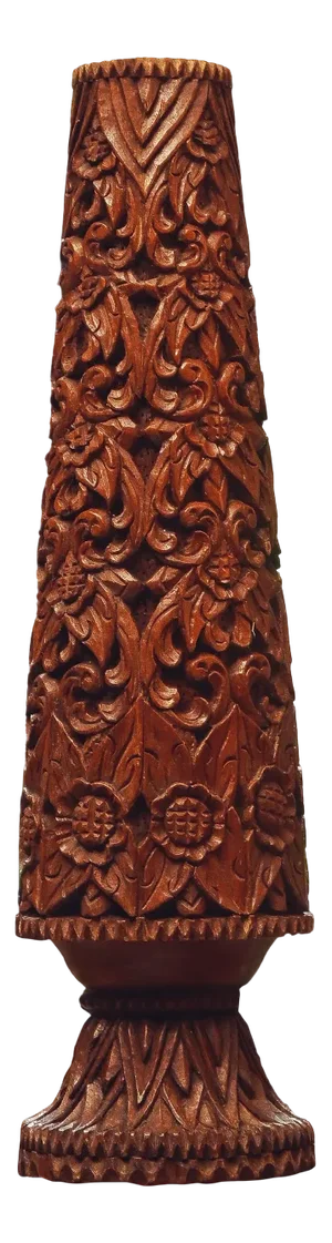 Vintage Carved Wooden Vase