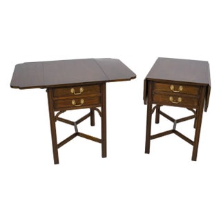 Pair of Henkel Harris Mahogany Pembroke Drop Side Tables For Sale