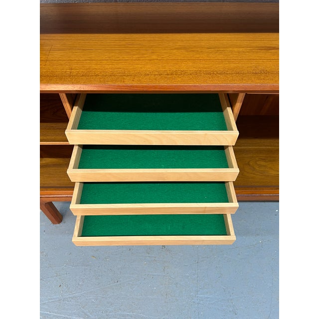 Danish Mid-Century Modern Teak Server W/ Glass Top Hutch For Sale - Image 12 of 18