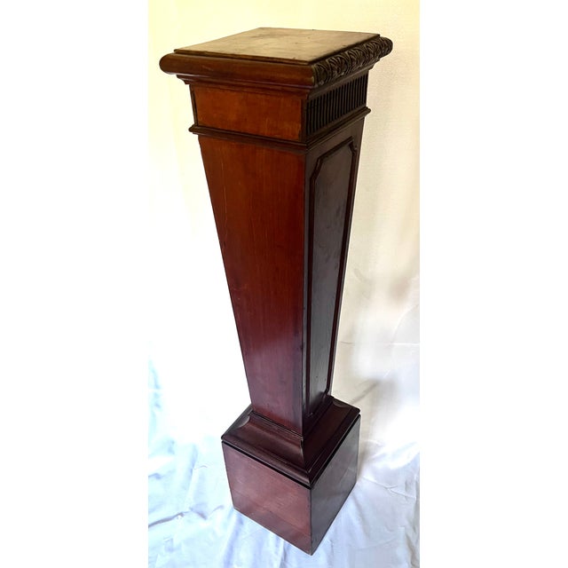 Antique Early 1800s Georgian Style Carved Mahogany Tapered Pedestal Stand For Sale - Image 16 of 18