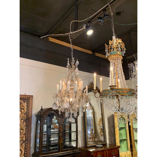 Metal 19th Century French Rock Crystal 12-Light Chandelier For Sale - Image 7 of 8