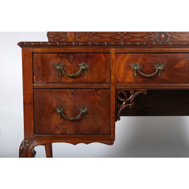 Queen Anne Mahogany Inlay Vanity With Mirror and Secret Compartments