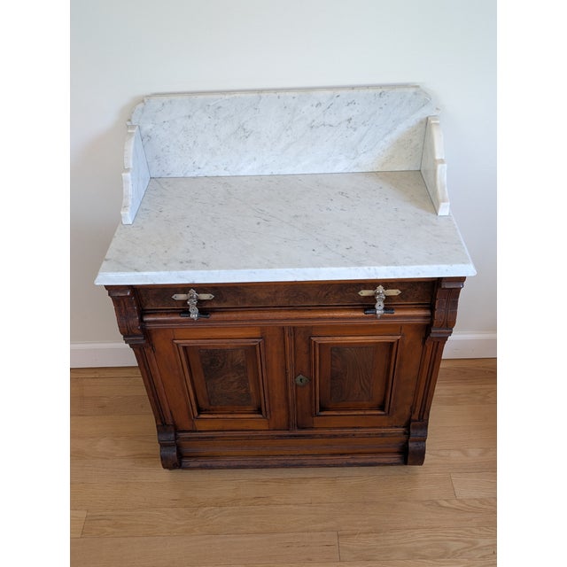 Wood Late 1800's Victorian Marbletop Eastlake Washstand For Sale - Image 7 of 18