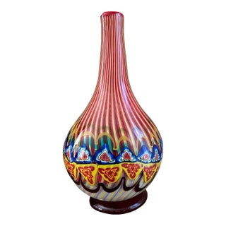 Vintage 1960's Large Multi Colored Murano Millefiori Vase For Sale