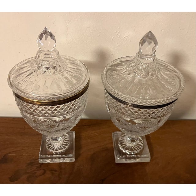 Antique 19th Century George III Anglo Irish Cut Crystal Glass Chestnut Urns - a Pair For Sale - Image 9 of 12
