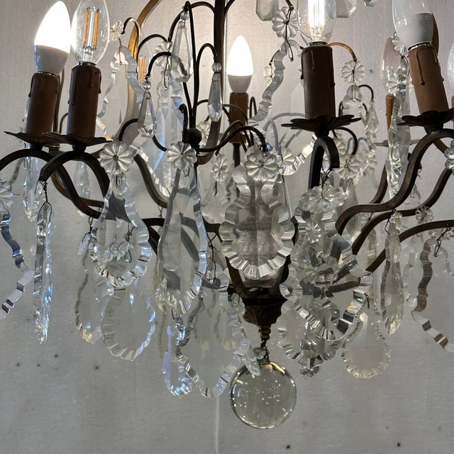 Louis XV Napoleon III Chandelier with Cut Rock Crystal, France, 1880 For Sale - Image 9 of 18