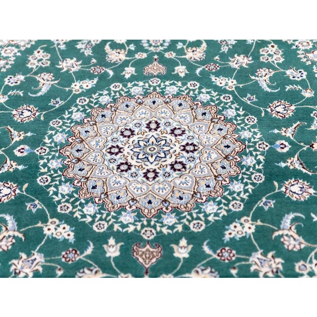 Middle Eastern Rug in Green Wool For Sale - Image 9 of 16
