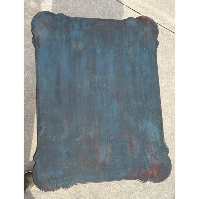 18Thc Original Blue Painted Walnut Tea Table For Sale In Los Angeles - Image 6 of 8