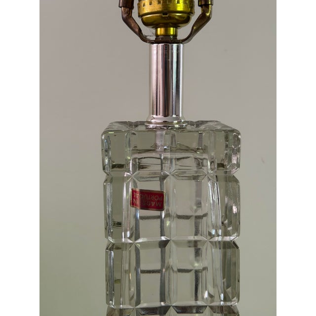 1980s Vintage Portuguese Crystal Column Table Lamp - Faceted Stacked Block For Sale - Image 5 of 11