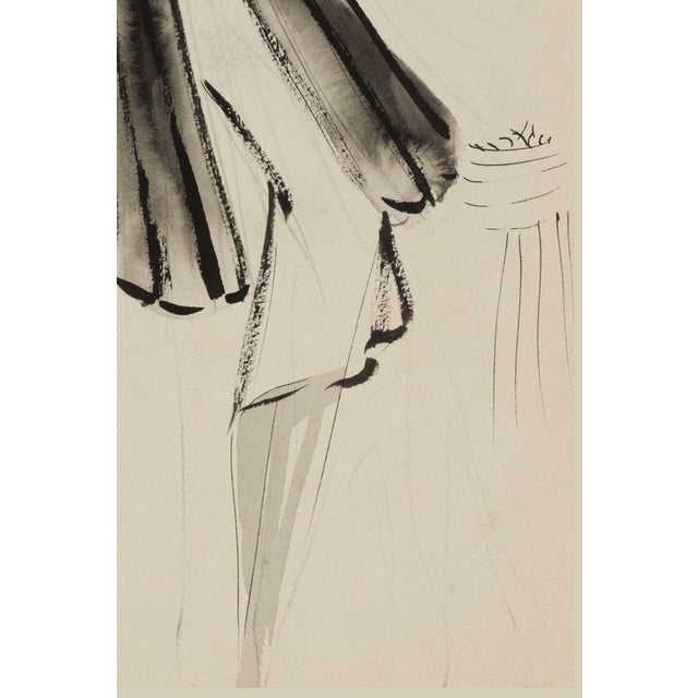 Black Vintage French Fashion Art Print – Black Banded Coat Illustration, 24" X 32" For Sale - Image 8 of 9