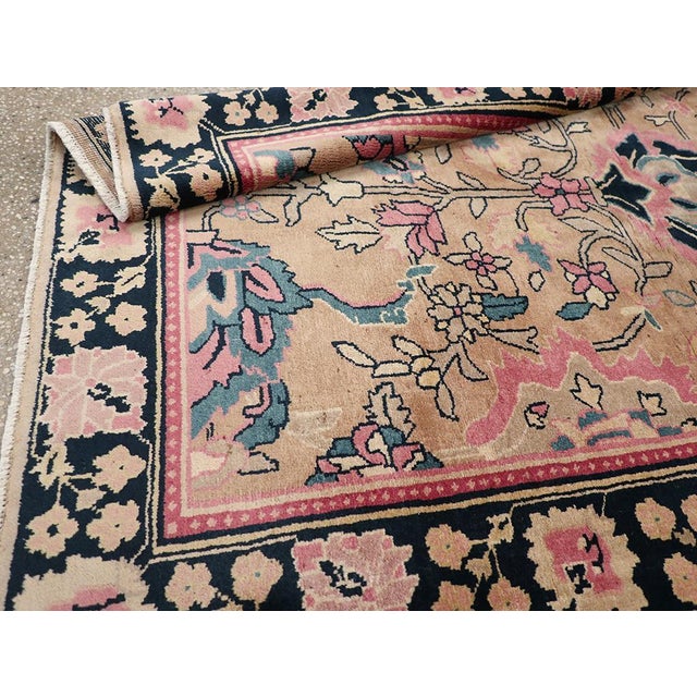 Black Galerie Shabab Collection Early 20th Century Indian Lahore Accent Rug For Sale - Image 8 of 8