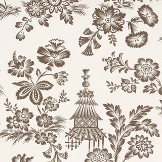Sample - Schumacher Song Garden Wallpaper in Cocoa For Sale